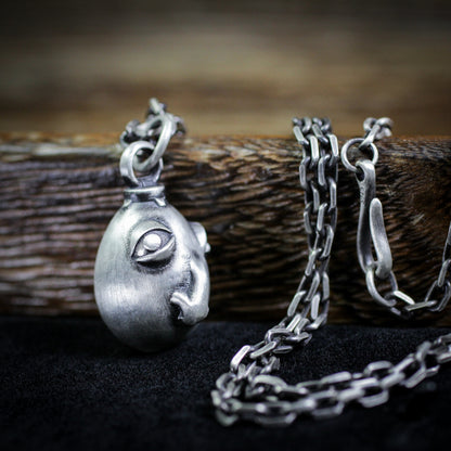 Overlord's Egg 925 Silver Pendant Necklace-Legend of Sword Style Beihe Wright-Handmade Solid Silver Pendant Gift Necklace
