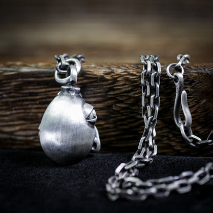 Overlord's Egg 925 Silver Pendant Necklace-Legend of Sword Style Beihe Wright-Handmade Solid Silver Pendant Gift Necklace