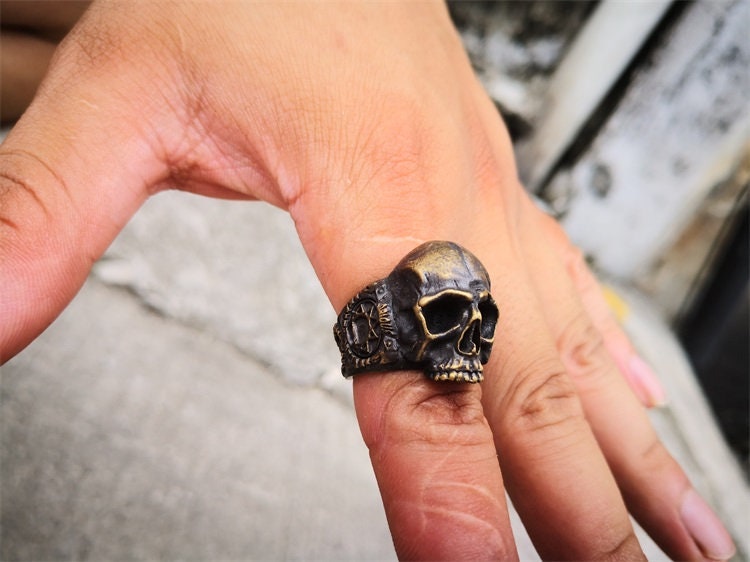 Pirate Skull 925 Silver Ring, Totem Skull Ring, Nautical Gothic Personality Gift-Craftsman made