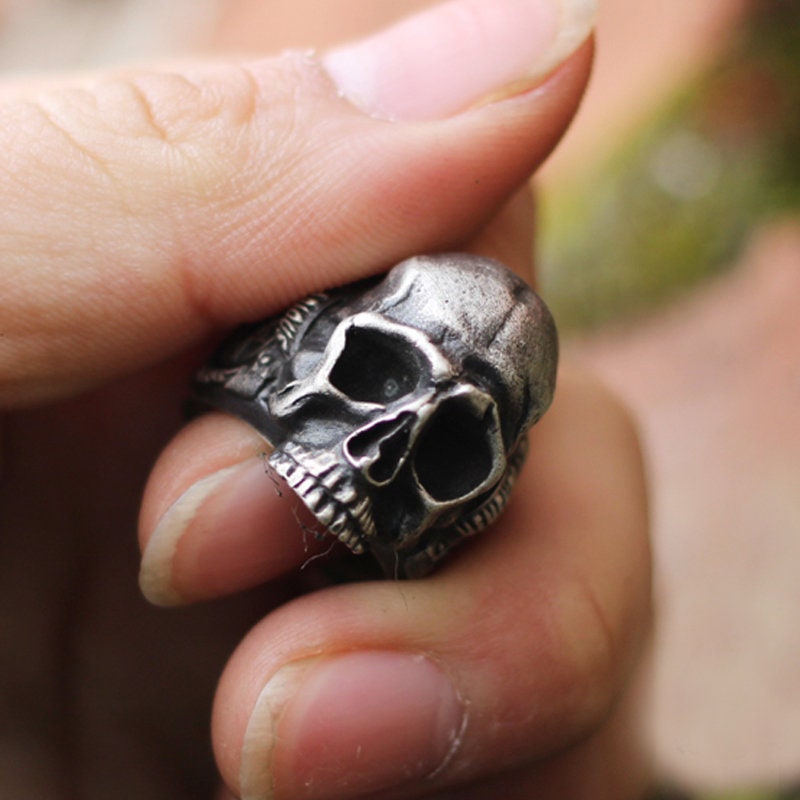 Pirate Skull 925 Silver Ring, Totem Skull Ring, Nautical Gothic Personality Gift-Craftsman made