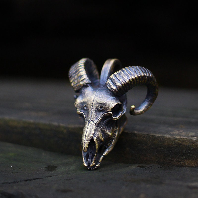 Sheep head skull 925 silver pendant necklace, beast skull sterling silver pendant, personalized handmade gift-craftsman made