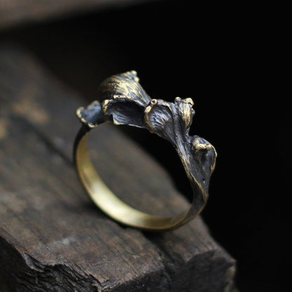 Wave 925 silver ring, water ring made of silver/brass, Chinese style five element water attribute ring, unique silver jewelry-Craftsman made - SATANHORN