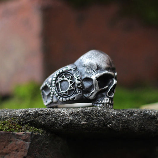 Pirate Skull 925 Silver Ring, Totem Skull Ring, Nautical Gothic Personality Gift-Craftsman made