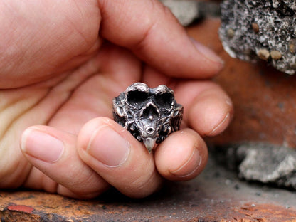 Eagle skull 925 Silver Ring, crow beak ring, bird skull silver jewelry personalized gift-Craftsman made - SATANHORN