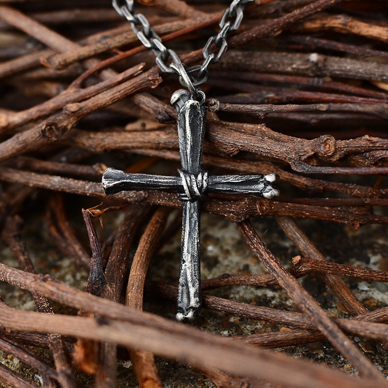 Bone Cross 925 Silver Pendant Necklace, Christian Belief in Sterling Silver Jewelry, Personalized Creative Handmade Gift-Craftsmen made