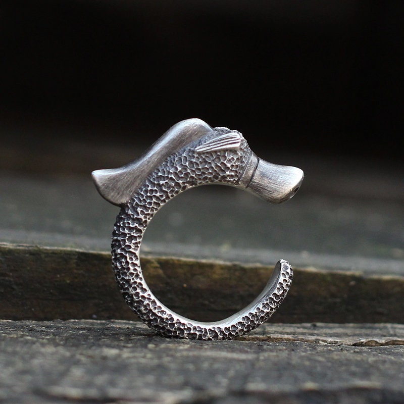 Dragon Pig 925 Silver Ring,Long Yu antique style,China Style,Cute Animal,Innovative,925 Sterling Silver,Brass Open Ring