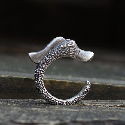 Dragon Pig 925 Silver Ring,Long Yu antique style,China Style,Cute Animal,Innovative,925 Sterling Silver,Brass Open Ring - SATANHORN