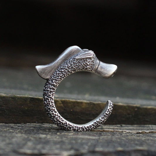 Dragon Pig 925 Silver Ring,Long Yu antique style,China Style,Cute Animal,Innovative,925 Sterling Silver,Brass Open Ring - SATANHORN