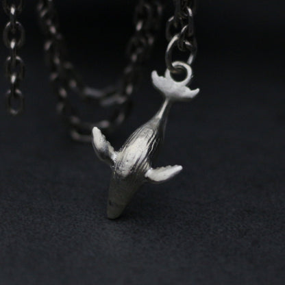 Ocean whale 925 silver pendant necklace, killer whale blue whale silver jewelry silver necklace handmade fish pendant-Craftsman made - SATANHORN