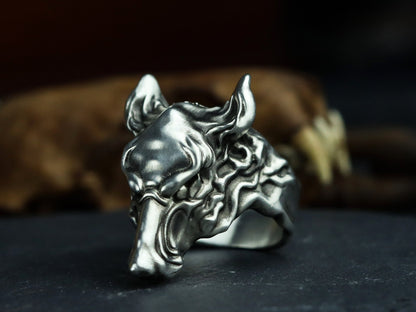 Wolf Totem 925 Silver Ring, Wolf King Ring, Ambition Sterling Silver Brass Wilderness Ring-Craftsmen made - SATANHORN