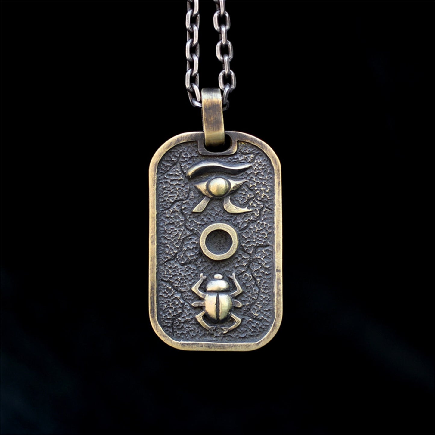 Scarab 925 Silver Pendant Necklace,Sun God Necklace,Eye of Horus Pendant,Army Necklace,Original Design,Personality jewelry-Craftsman made