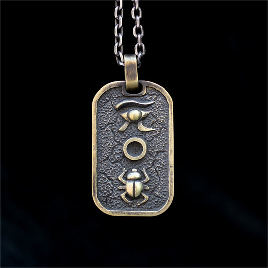 Scarab 925 Silver Pendant Necklace,Sun God Necklace,Eye of Horus Pendant,Army Necklace,Original Design,Personality jewelry-Craftsman made