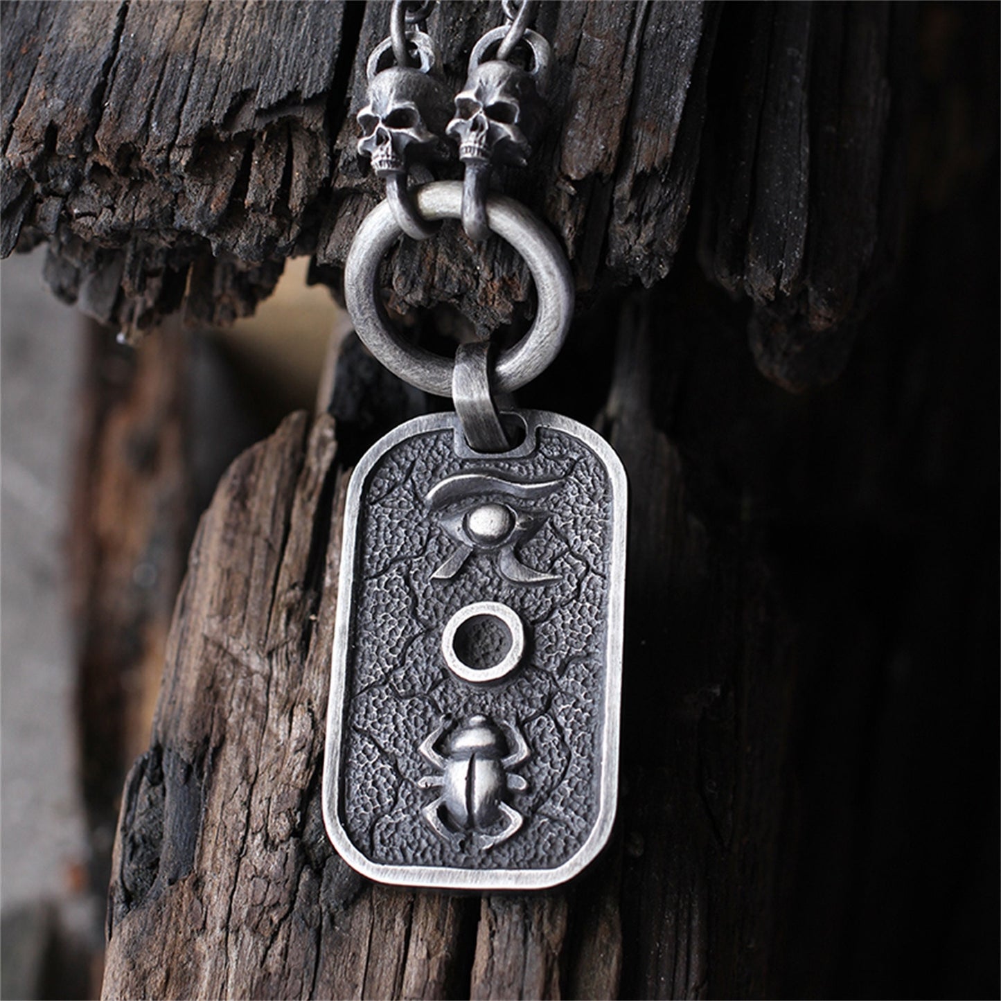 Scarab 925 Silver Pendant Necklace,Sun God Necklace,Eye of Horus Pendant,Army Necklace,Original Design,Personality jewelry-Craftsman made