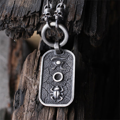 Scarab 925 Silver Pendant Necklace,Sun God Necklace,Eye of Horus Pendant,Army Necklace,Original Design,Personality jewelry-Craftsman made