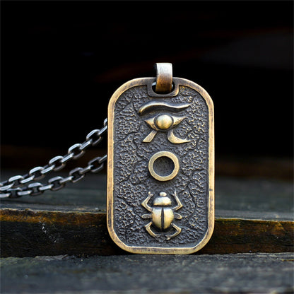 Scarab 925 Silver Pendant Necklace,Sun God Necklace,Eye of Horus Pendant,Army Necklace,Original Design,Personality jewelry-Craftsman made