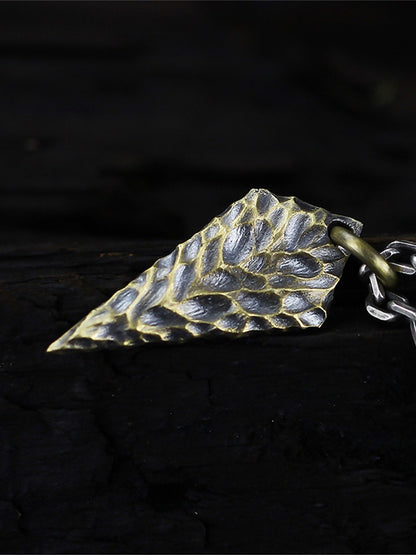 Dragon scale 925 silver pendant, textured silver necklace pendant, arrow pendant unique sterling silver gift-Craftsman made - SATANHORN
