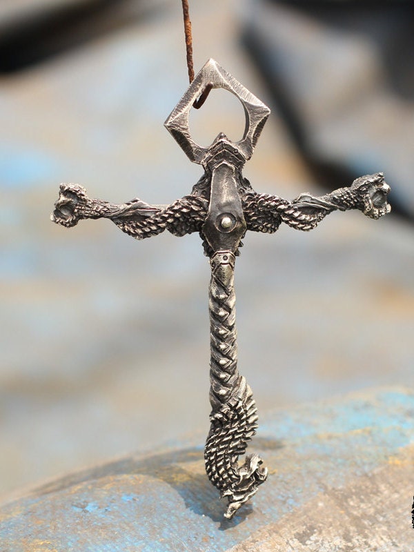 Dragon cross 925 Silver pendant, creative and exquisite gift-Craftsmen made