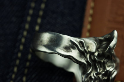 Wolf Totem 925 Silver Ring, Wolf King Ring, Ambition Sterling Silver Brass Wilderness Ring-Craftsmen made - SATANHORN