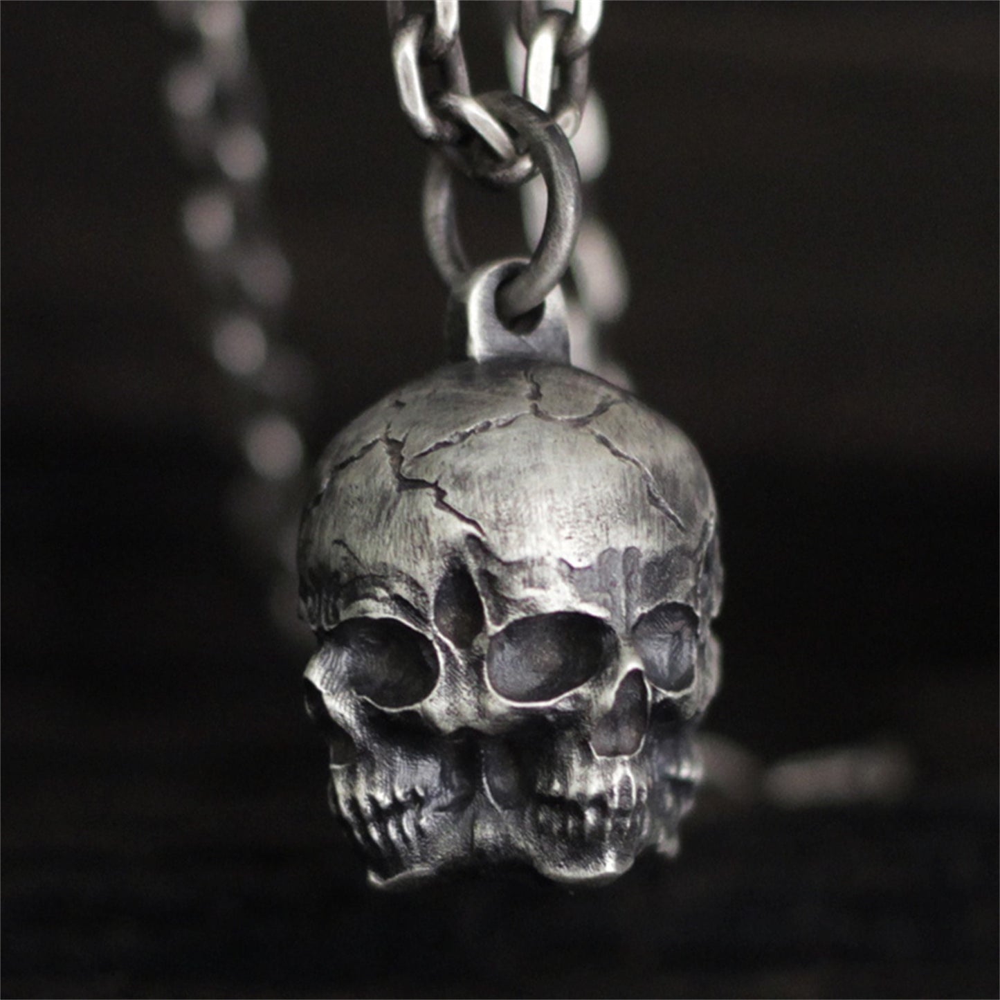 Multi-faceted Skull 925 Silver/brass pendant necklace, variant skull pendant, handmade in 925 sterling silver, brass jewelry- Craftsman made