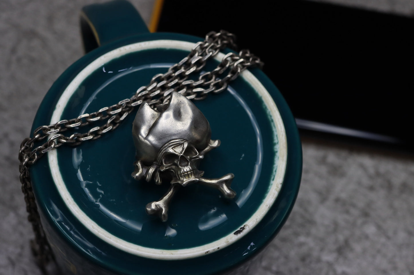 Pirate skull 925 silver pendant necklace, Captain sailor silver pendant,pirate flag totem,Sea king pendant, handmade gift-Craftsman made