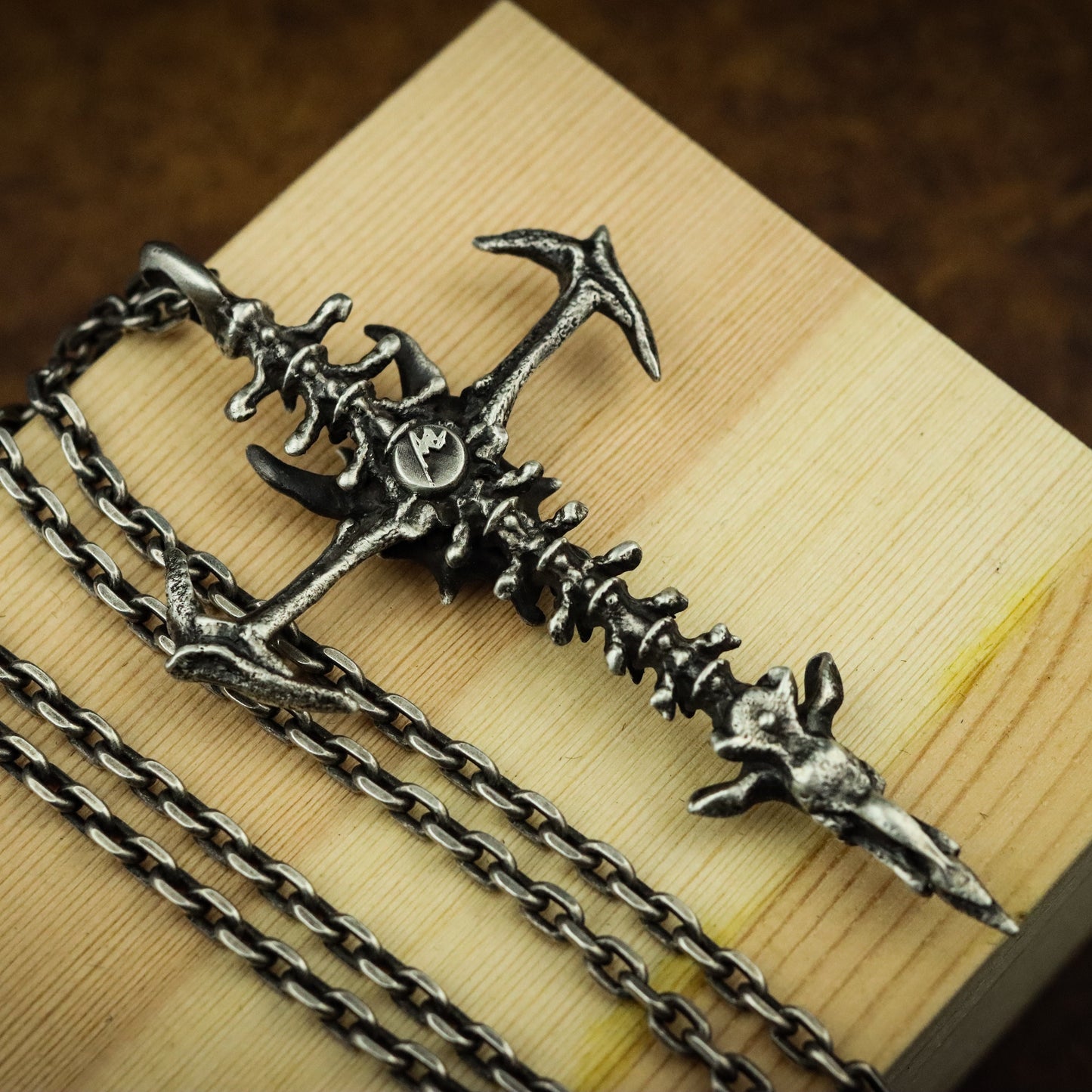 Spine cross 925 silver pendant necklace, bone sword pendant, personalized handmade gift-craftsman made