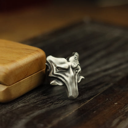 Silver Wolf Mask 925 Silver Ring, Wolf King Skull Personality Creative Silver Ring, Vampire Mask Gentleman Ring-Craftsmen made - SATANHORN