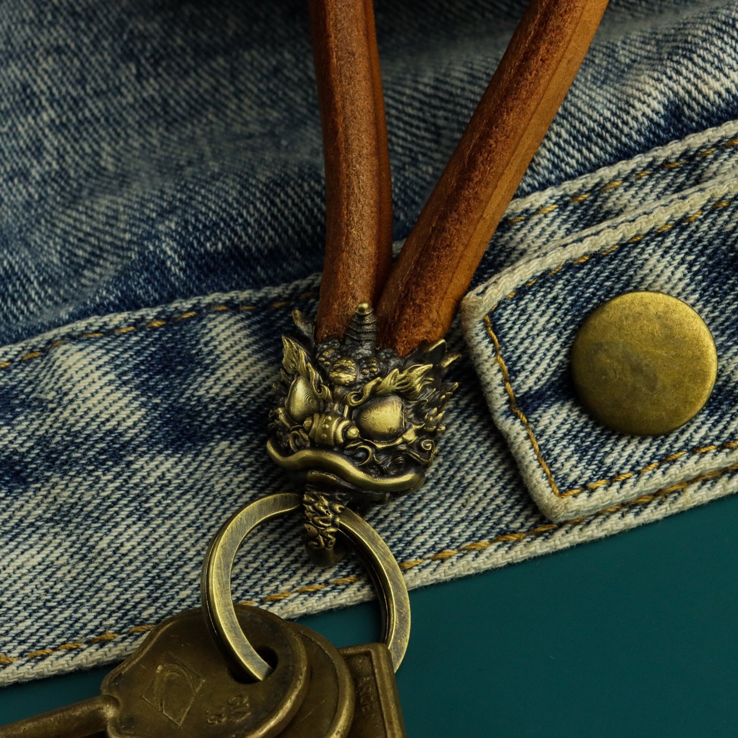 Lion keychain,Lion dance leather cord buckle-Craftsmen made