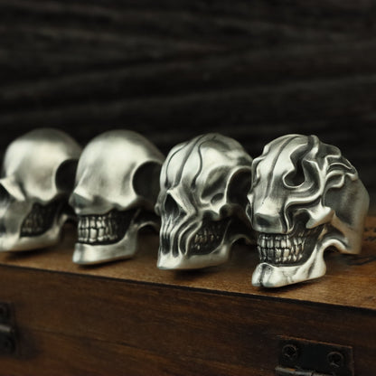 Skull ring 925 sterling silver handmade independently, punk motorcycle skull ring, unique silver skull gift-Craftsmen made - SATANHORN