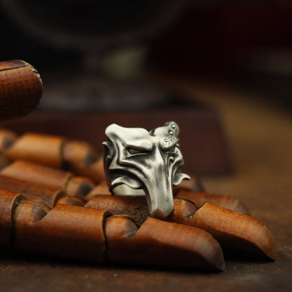 Silver Wolf Mask 925 Silver Ring, Wolf King Skull Personality Creative Silver Ring, Vampire Mask Gentleman Ring-Craftsmen made - SATANHORN