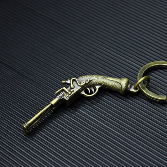 Gun Brass keychain, musket jewelry, royal art with gun, solid brass-Craftsmen made