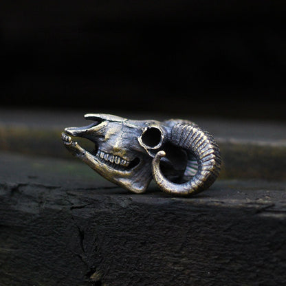 Sheep head skull 925 silver pendant necklace, beast skull sterling silver pendant, personalized handmade gift-craftsman made - SATANHORN