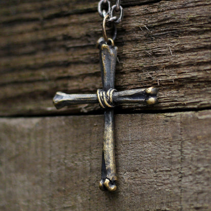 Bone Cross 925 Silver Pendant Necklace, Christian Belief in Sterling Silver Jewelry, Personalized Creative Handmade Gift-Craftsmen made - SATANHORN