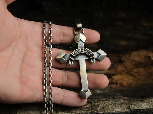 Handmade cross 925 Silver pendant, faith sign, sterling silver solid, handmade, niche personality, Christian faith-Craftsmen made