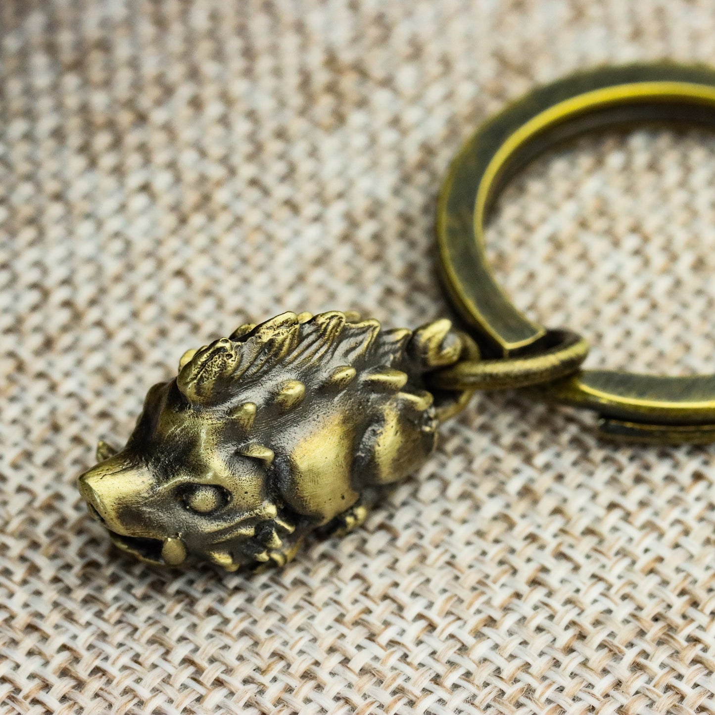 Wild boar keychain, beast brass accessory pendant, Handmade gift-Craftsmen made