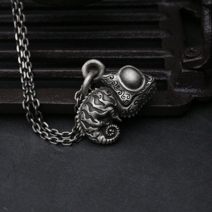 Chameleon pet 925 silver pendant, sterling silver jewelry, lizard beast outdoor pendant, personalized gift-Craftsman made
