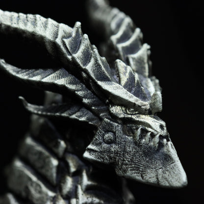 Dragon Lord Ornament Lava Dragon Sculpture - Hand-Forged Brass/925Silver Fantasy Creature Collectible