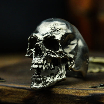 Fangs skull 925 silver ring, ferocious skull, skull jewelry, devil skull ring-Craftsmen made - SATANHORN