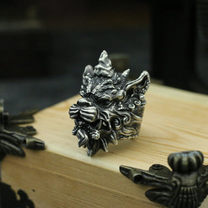 Unicorn 925 silver ring, lion brave sterling silver ring, personalized charm gift-Craftsmen made - SATANHORN