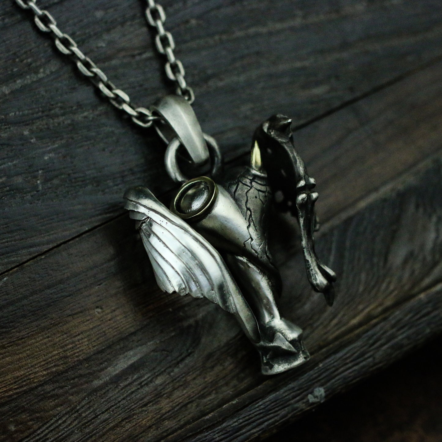 Angel and Demon 925 Silver  Pendant Necklace, Gift for mother,Angel Wings Pendant, Devil Wings Pendant, Couple Jewelry-Craftsmen made