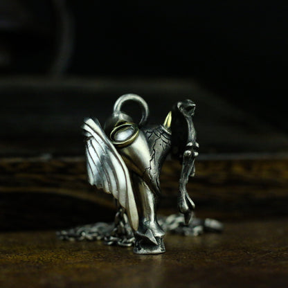 Angel and Demon 925 Silver  Pendant Necklace, Gift for mother,Angel Wings Pendant, Devil Wings Pendant, Couple Jewelry-Craftsmen made - SATANHORN