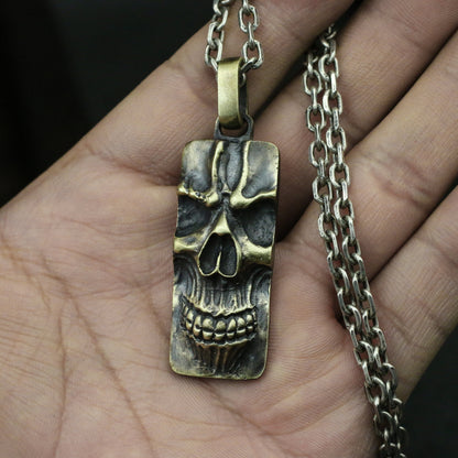 Ghost Face Skull 925 Silver Pendant Tag Necklace, Clown Ghost Face Silver Pendant Necklace, Men's Personality Pendant-Craftsman made - SATANHORN