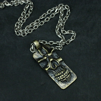 Ghost Face Skull 925 Silver Pendant Tag Necklace, Clown Ghost Face Silver Pendant Necklace, Men's Personality Pendant-Craftsman made - SATANHORN