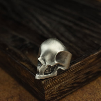 Skull ring 925 sterling silver handmade independently, punk motorcycle skull ring, unique silver skull gift-Craftsmen made - SATANHORN