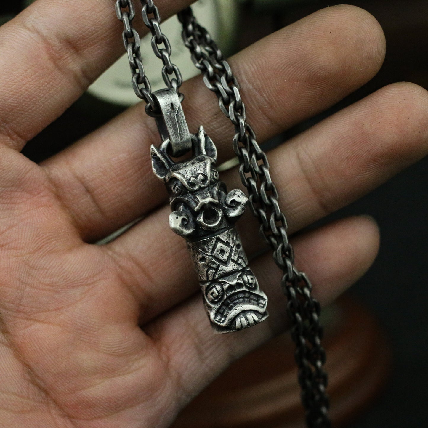 Native American Mystic Totem 925 Silver Pendant Necklace,Surprising Little Gift-Craftsman made