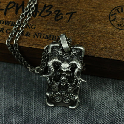 Gothic demon goat head 925silver necklace pendant, hell ghost claw 925 sterling silver pendant jewelry, unique silver jewelry-Craftsmen made