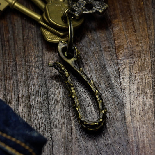 Spine keychain.Bone leather cord buckle-Craftsmen made