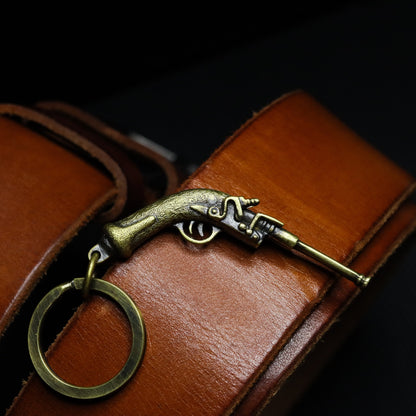 Gun Brass keychain, musket jewelry, royal art with gun, solid brass-Craftsmen made