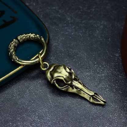 Bird skull keychain, animal skull brass jewelry, Handmadedaily small accessories-Craftsmen made