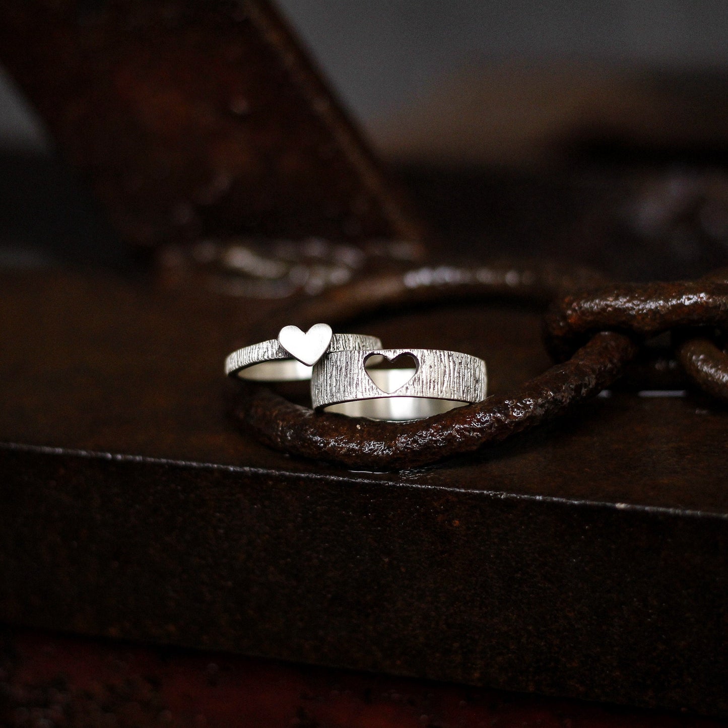 Heart-shaped inlaid 925 Silver Ring, Gift for mother,plain silver gift ring, Creative holiday Combination gift-Craftsmen made