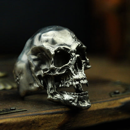 Fangs skull 925 silver ring, ferocious skull, skull jewelry, devil skull ring-Craftsmen made - SATANHORN